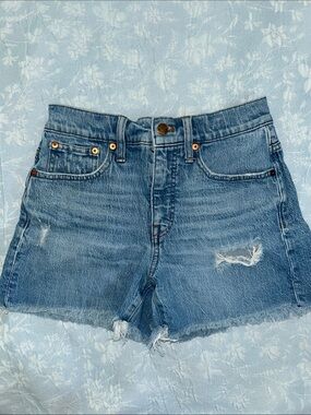 Madewell Distressed Light Blue Denim Cutoff Shorts 25